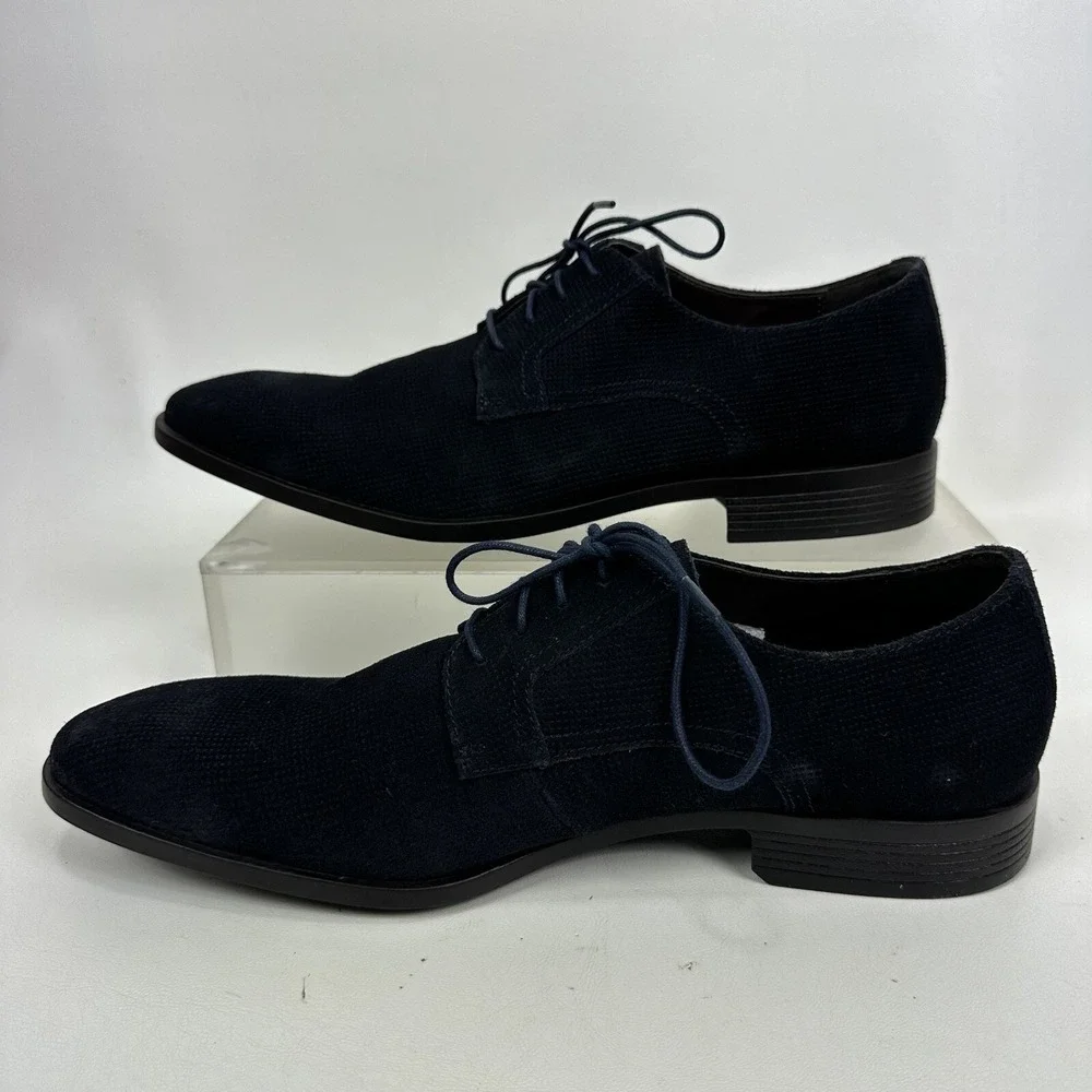 Saks Fifth Avenue Tatum‎ Oxford Leather Dress Shoes size 11 M Men Navy Blue